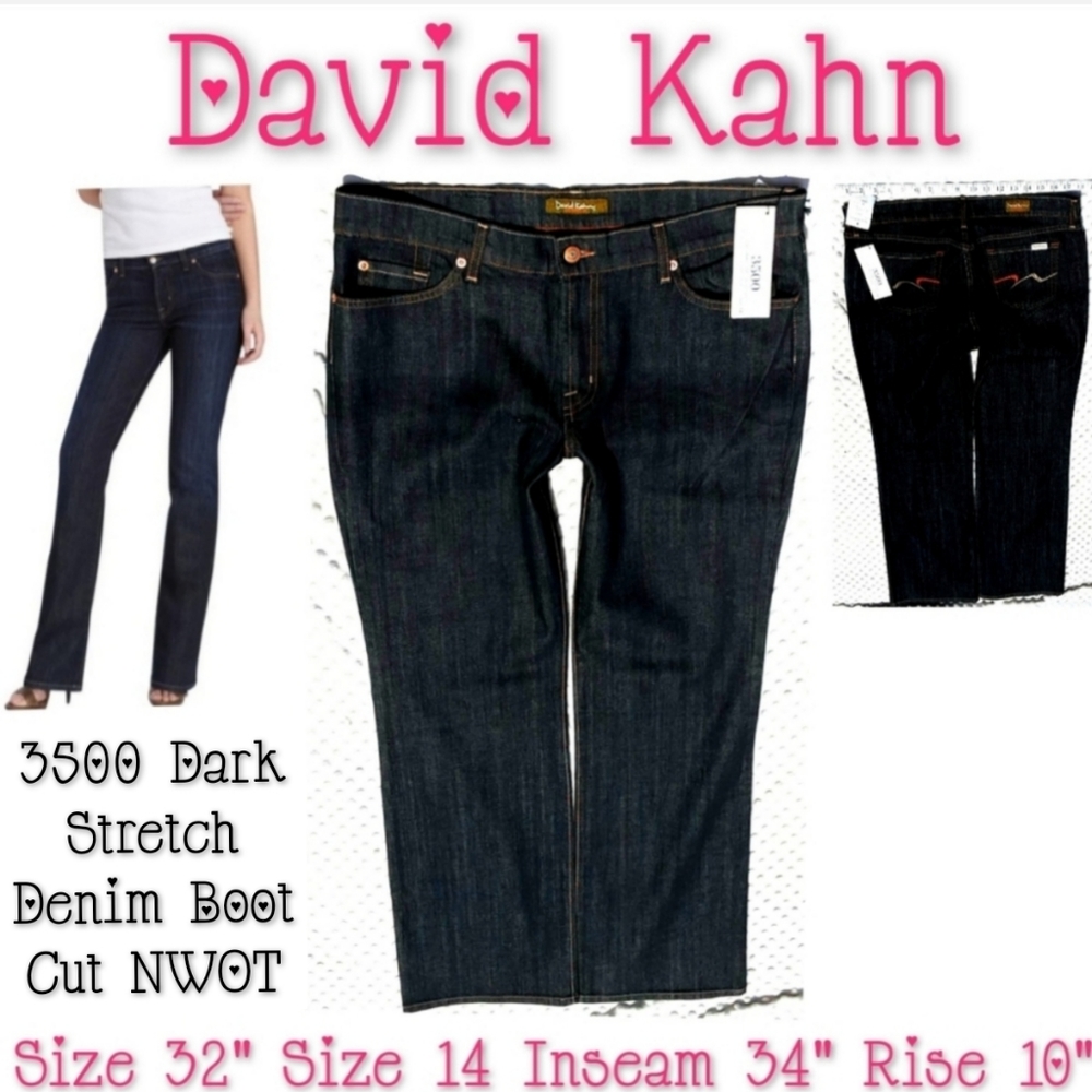 David Kahn Jeans Size 14/32 3500 Dark Boot Cut